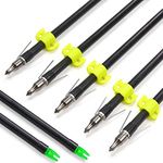 SHARROW 6pcs/ 12pcs Archery Bowfishing Arrows Fiberglass Hunting Bow Fishing with Broadheads Safety Slide for Recurve Bow Compound Bows (6)