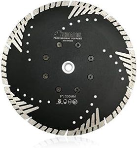 SHDIATOOL Diamond Turbo Blade Dia 9 Inch with Slant Protection Teeth Cutting Stone Granite Marble Concrete Brick with 5/8-11 Thread