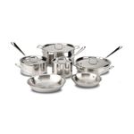 All-Clad D3 Stainless Cookware Set, Pots and Pans, Tri-Ply Stainless Steel, Professional Grade, 10-Piece