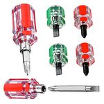 6PCS Mini Stubby Screwdriver Sewing Machine Screwdriver Set, Small Flat Head Screwdriver Short Phillips Screwdriver 2-in-1 Cross-Head Flathead Interchangeable Bit Tool for Dismantle and Repair