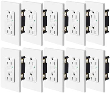 GFCI Outlet 15 Amp Receptacles,NineLeaf Weather-Resistant(WR) with LED Indicator, Decorative Wall Plates and Screws Included, ETL Certified, White