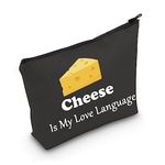 MNIGIU Cheese Lover Gift Cheesy Gift Cheese Is My Love Language Cosmetic Bag Sweet Food Fan Gifts, Cheese Black, Waterproof Multi-function Zipper Purse