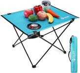 VILLEY Folding Camping Table, Portable Camping Table with 2 Cup Holders & Carry Bag for Camping, Picnic, Beach, Fishing, Travel and Outdoor Activities