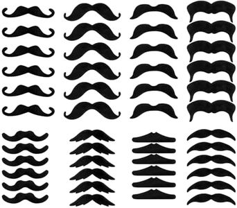 Fake Mustache, Mustaches Self Adhesive, 48 Pcs Fake Moustache, Mustache Costume Adult, Black Mustache, Stick On Mustache Novelty Mustache Set Fake Beard Christmas Fiesta Masquerade Party Supplies