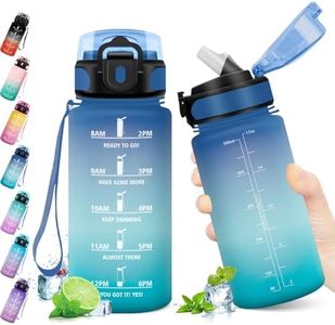 KollyKolla Borraccia Bambini 500ml, Bottiglia d'acqua Sportiva con Indicatore del Tempo Motivazionale, Borraccia con Cannuccia, 1 Clic Aperto, Borraccia Acqua per Bambini, Scuola, Bici, Palestra