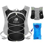 Outplea Running Hydration Vest, Small Water Backpack, Festival Hydration Pack with 2L Water Bladder, Black Hydro Pack, Lightweight Hydropack for Women Men Runners Hiking Camping Biking Climbing