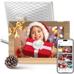 Nixplay Digital Touch Screen Picture Frame with WiFi - 10.1” Photo Frame, Connecting Families & Friends (White/Wood)