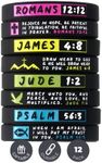 Inkstone (12-pack) Bible Bracelets, Bulk Pack - Bundle of 12 Religious Christian Wristbands for Church and Family - Unisex Silicone Rubber Scripture Bracelets for Christian Men Women Teens