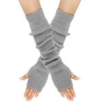 EQLEF Winter Arm Warmers, Wrist Warmers Long Fingerless Gloves Knitted Arm Warmers & Muffs Knitted Women'S Gloves for Winter (Grey)