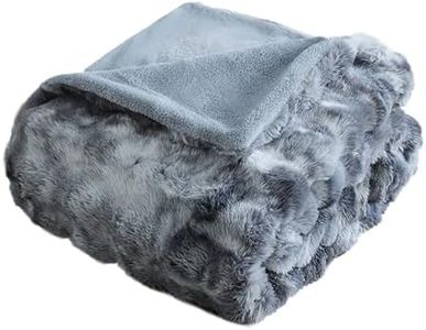 Faux Rabbit Fur Throw Blanket, Luxury Soft Warm Bubble Blanket for Bed, Couch, Sofa, Tie-dye Grey, 130 X 160 CM