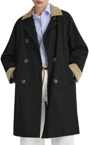Orolay Women's Oversized Double Breasted Trench Coat Casual Barn Jacket Windproof Outerwear for Spring Fashion Black XX-Large