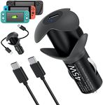 FYOUNG 45W Car Charger for Steam Deck USB C PD3.0 Fast Charger for Nintendo Switch/Switch Lite/Switch OLED, Quick Charge Car Adapter with 1.2m Type C Charging Cable and Cord Organizer Design