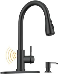 WEWE Touchless Kitchen Faucet with Soap Dispenser Set, Matte Black | 3-Mode Sprayer, 360° Swivel, Pull-Down Hose, SUS 304, 1- or 3-Hole Fit, Ceramic Cartridge, Easy-Clean Nozzles