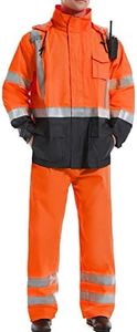 SKSAFETY Safety Rain Jacket, Professional level Class 3 High Visibility Rain Coat for Men, Hi Vis Rain Suits with Zipper Waterproof, Orange 4XL/5XL