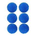 6 Pack Laundry Wash Balls, Dry Clothes Balls Reusable Dryer Balls Fluffy and Anti-Static Anti-entanglement Fabric Softener for Washing Machine (Blue)