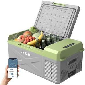 JicSuXi 12V Car Refrigerator, 17 Quart Portable Freezer 12 Car Fridge (-4F~68F) Compressor Electric Cooler with 12/24V DC 110-240V AC, APP Control For Car Truck RV Camping, Travel Outdoor Home
