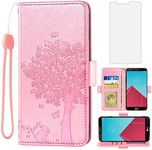 Asuwish Compatible with LG G4 Wallet Case and Tempered Glass Screen Protector Flip Purse Accessories Wrist Strap Credit Card Holder Stand Folio Cell Phone Cover for LGG4 LG4 4G Women Men Rose Gold