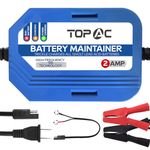 TOPAC 2 Amp Car Battery Charger,12V Smart Fully Automatic Battery Charger Maintainer Trickle Charger and Float Charger for Car Truck Motorcycle Lawn Mower Boat, Lead Acid Batteries