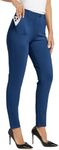 Willit Women's Yoga Dress Pants Skinny Work Slacks Slim Fit Stretch Office Casual Pants Regular 4 Pockets 30" Deep Blue XXL