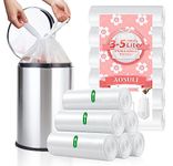 AOSULI Small Bin Bags 3-5l Bin Liners Pedal Clear Plastic Waste Bags with Tie Handle 108 Counts White Trash Bags Mini Garbage Bags for Bathroom,Toilet,Bedroom,Office Fit 3-6L Rubbish Bin