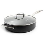 GreenPan Canterbury Hard Anodized Healthy Ceramic Nonstick, 5QT Saute Pan with Lid, PFAS-Free, Dishwasher Safe, Oven Safe, Black