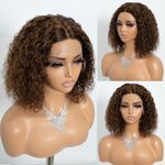 Joedir Short Curly Bob Wig Kinky Curly Lace Front Wigs for Woman Jerry Curl Human Hair Wig Pre Plucked Hairline with Baby Hair (Mixed Honey Blonde)