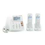 Geemarc Amplidect 295 Combi Duo - Amplified Corded Phone and its 2 Cordless Handsets with Answering Machine and Big Keys for Seniors - Low to Medium Hearing Loss - Hearing Aid Compatible - UK Version