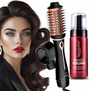 MakeMeeBold Mystic Volume Hair Styling Foam (150ml) & 3-in-1 Hot Air Brush | Instant Volumizer for Fine Hair | 1200W Hair Dryer, Straightener & Blow Dryer Brush | Paraben-Free, Sulphate-Free, Vegan