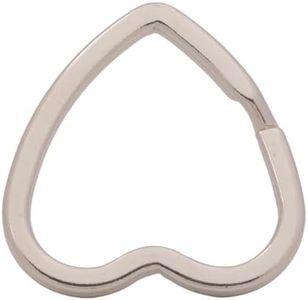 Amanaote Silvery 1.5"X1.3" Outsize Size Heart Key Ring Peach Heart Shape Keychain Pack of 10