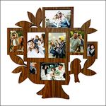 PICRAZEE Wooden Family Tree Collage Rectangular Shape Photo Frame For Wall Decor For Birthday Gift, Anniversary Gift (8 Images, Wood Finish, Size- 23.5* X 23.5* Inch)