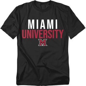 Miami University Official Ohio Stacked Unisex Adult T-Shirt, Black, Large