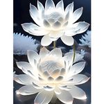 SENQAO Lotus Diamond Painting Kits for Adults, Lotus Flower Full Drill Diamond Dots Paintings for Beginners, Round 5D Paint with Diamonds Pictures Gem Art Painting Kits DIY Crafts Kits 12x16inch