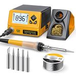 SEEKONE 60W Soldering Station 180℃ - 480℃（356°F - 896°F）Soldering Iron Station with 5 Extra Iron Tips, ESD Safe, 3 Preset Channels, °C/ºF Conversion, Auto Sleep, Calibration Support & Power-on Memory