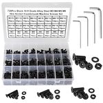 FandWay 720Pcs M3 M4 M5 M6 Hex Socket Countersunk Machine Screws,Nuts and Bolts 10.9 Grade Alloy Steel Flat Head Hex Socket Cap Screws Assortment Set With 4 Allen Keys and Storage Case.