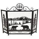 BestGiftEver 3-Panel Fireplace Screen Decorative with Mama Bear and Cub Strolling in The Meadow - Stand Alone Fireplace Cover Metal Mesh Screen - Home Decorative Firescreen for Cabin Wildlife Theme