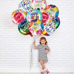 TOYXE Happy Birthday Round Foil Balloon Assorted Design Pack of 10 Pcs