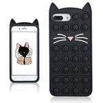 Coralogo Pop Black Cat Case for iPhone 6 Plus/6S Plus/7 Plus/8 Plus Cartoon Funny Kawaii Cute Silicone Cover Stylish Fashion Unique Design Aesthetic for Girls Boys Kids (for iPhone 6/6S/7/8 Plus 5.5")