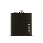 Weddingstar Personalized Custom Engraved 6oz Black Hip Flask Stainless Steel Wedding Gift - Vertical Name