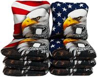 Cornhole365 Themed Cornhole Bags - All-Weather, Heavy-Duty Fabric, Resin Filling, Double-Stitched Duck Cloth - Professional Corn Hole Bean Bags for Indoor & Outdoor Use - American Eagle - Set of 8