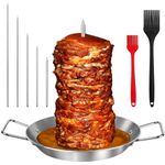 Al Pastor Skewer for Grill, Brazilian Vertical Spit Stand 10 Inch Stainless Steel with 5 Removable Spikes (6",8",10",12",14"), for Tacos El Pastor, Shawarma Kebabs Smoker Oven BBQ Dishes