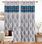 FRESH FROM LOOM Jute Curtains for Door 9 Feet Long | Curtain for Big Window | Yarn Weaved Parda | Modern Parde for Living Room Bedroom | Screens with Eyelet Ring | Hypoallergenic (Blue, 4pc)