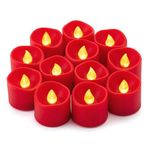 SingTok 12 PCS Red Flameless Votive Tealights Candles, Battery Operated Flickering Yellow Glow LED Tea Light for Christmas, Halloween, Wedding, Holiday Party, Fall Decoration, Home Decoration