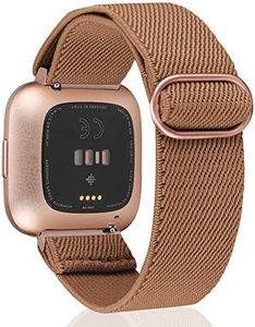 TOYOUTHS Compatible with Fitbit Versa 2 Bands for Women Men Adjustable Elastic Nylon Fabric Strap Replacement for Versa Lite Edition/Versa 1 Watch Stretchy Solo Loop Bracelet Wristband, Brown