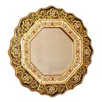 NOVICA Black and Gold Floral Reverse Painted Glass Wall Mounted Mirror, Black Star'