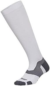 2XU Vectr Full Length Sock, White/Grey, X-Large