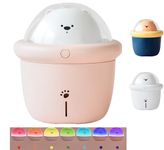 Portable Mini Ultrasonic Bear Humidifier for Bedroom Baby Car Desk. Cute Cool Mist Small Air Humidifier with USB for Home Office Travel Nursery Pet Plant. Silent & Auto Shut-off - ASTROVIS (Pink)