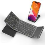 Seenda Foldable Bluetooth Keyboard with Touchpad, Folding Portable Travel Keyboard, Rechargeable Wireless Mini Keyboard UK Layout for iOS Android Windows PC Tablet Mobile Phone iphone ipad, Black