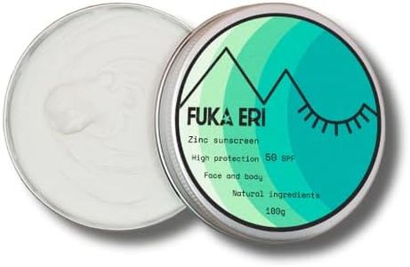 FUKA ERI Protector solar con zinc no-nano. Ingredientes minerales y naturales. Crema solar 50 SPF. Waterproof/Vegana. Cara y cuerpo. Sin plástico. Fácil de extender. 100g