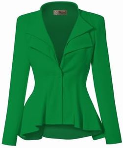Hybrid & Company Women Double Notch Lapel Office Blazer JK43864 1073T Kelly GREE 1X