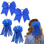 4pcs Blue Hair Bow, School Hair Accessories Blue, Blue Hair Accessories, Hair Bow Spiral Streamers Ponytail Holders Rubber Band for Girls